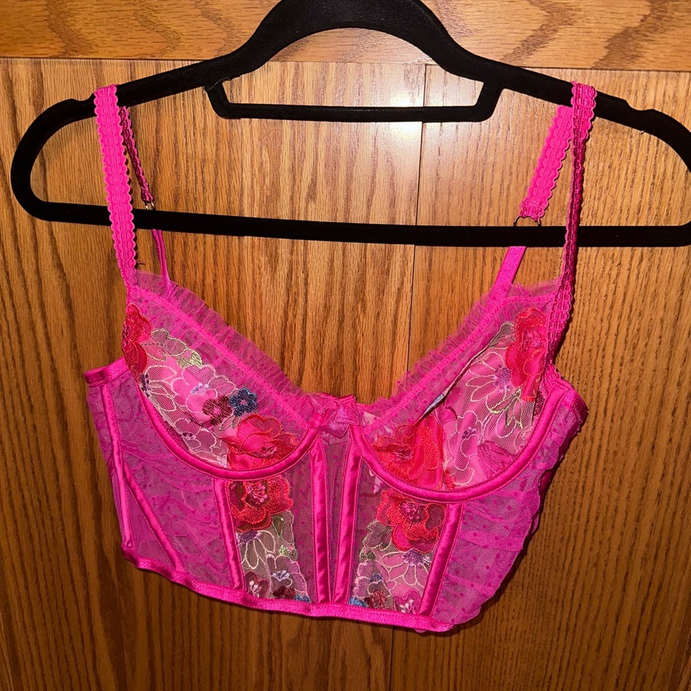 Floral Lace Pink Bustier